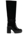 Clergerie Glossy-finish Heeled Boots In Black