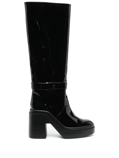 Clergerie Glossy-finish Heeled Boots In Black