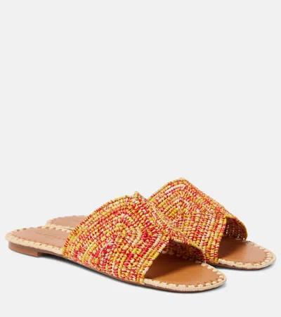 Clergerie Ineni Raffia Slides In Multicolor