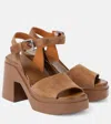 CLERGERIE NELIO LEATHER AND SUEDE PLATFORM SANDALS