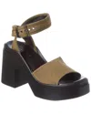 Clergerie Noet Canvas & Leather Platform Sandal In Green