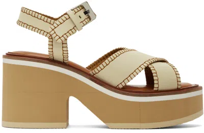 Clergerie Off-white Charline Heeled Sandals In 285 Straw Nap