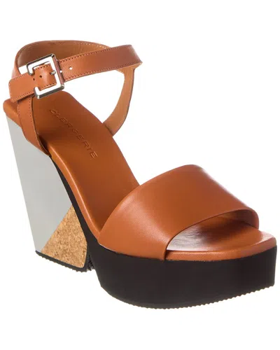 Clergerie Pearl Leather Platform Sandal In Brown