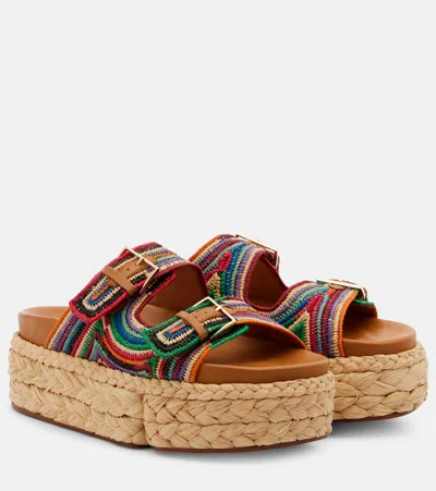 Clergerie Quinie Raffia Platform Slides