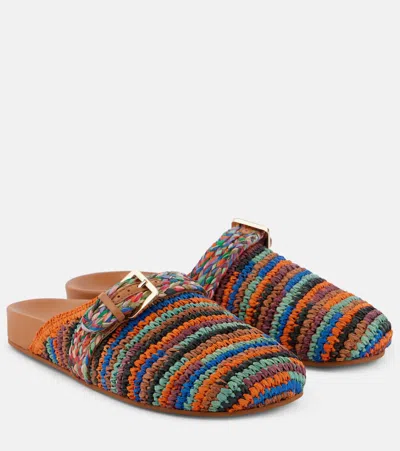 Clergerie Quinta Crochet Raffia Slides In Multicoloured