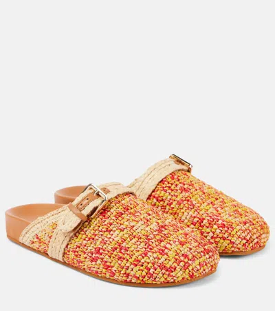 Clergerie Quinta Raffia Mules In Multicoloured