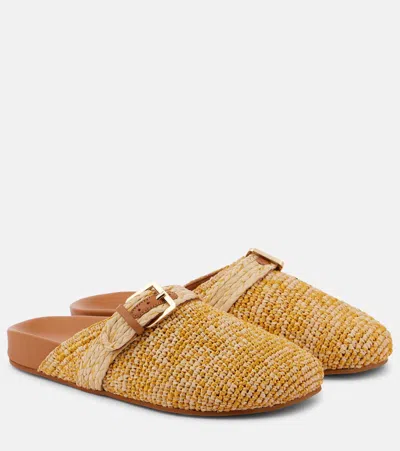 Clergerie Raffia Mules In Beige