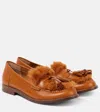 Clergerie Rita Faux Fur-trimmed Leather Loafers In Brown