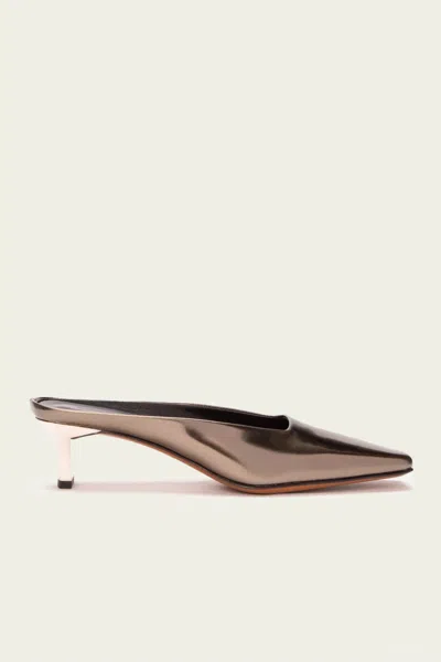 Clergerie Sia Square Toe Mule In Gloss Metallic Gobi