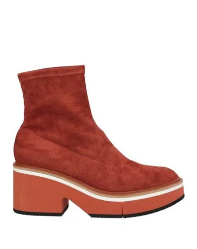 Clergerie Woman Ankle Boots Brick Size 7 Leather In Red
