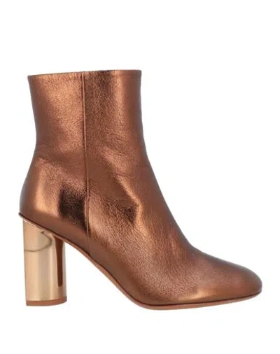 Clergerie Woman Ankle Boots Bronze Size 8.5 Lambskin In Yellow