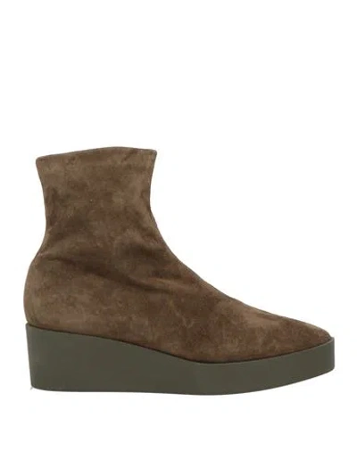 Clergerie Woman Ankle Boots Khaki Size 7 Leather In Brown