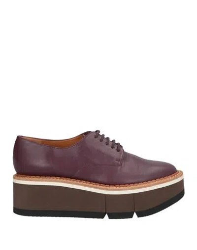 Clergerie Woman Lace-up Shoes Burgundy Size 6 Soft Leather In Red