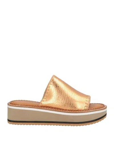 Clergerie Woman Sandals Bronze Size 7 Leather In Gold