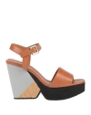 Clergerie Woman Sandals Brown Size 5 Lambskin In Brown