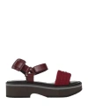 Clergerie Woman Sandals Burgundy Size 5.5 Lambskin, Textile Fibers In Red