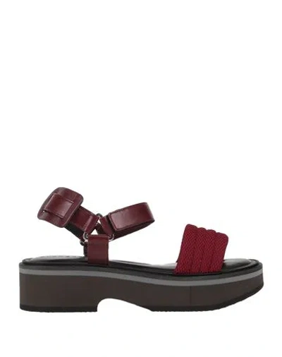 Clergerie Woman Sandals Burgundy Size 5.5 Lambskin, Textile Fibers In Red
