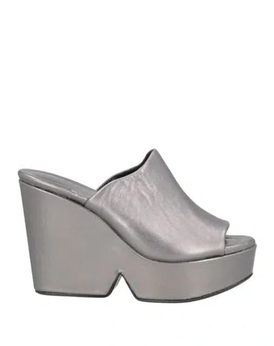 Clergerie Woman Sandals Grey Size 6 Lambskin In Gray