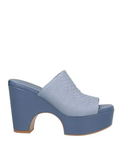 Clergerie Woman Sandals Slate Blue Size 6.5 Leather