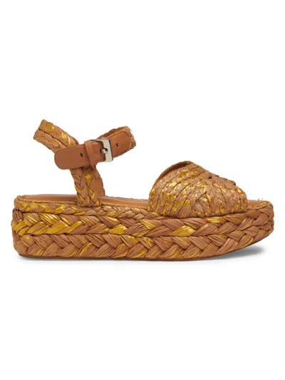 Clergerie Women's Aida 55mm Raffia Platform Sandals In Longan Gold