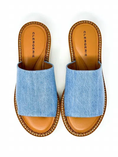 Clergerie Women's Fast Platform Slide Sandals In Tan/ Pacific Blue