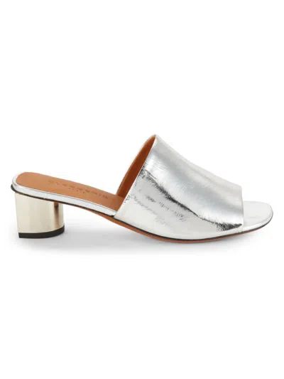 Clergerie Women's Leo Metallic Patent Leather Sandals In Silver
