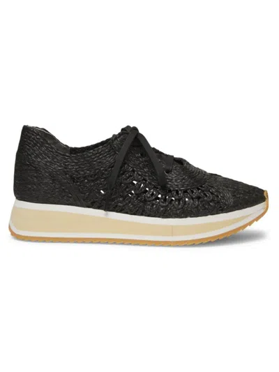 Clergerie Women's Ozan2 Woven Raffia Low-top Trainers In Black