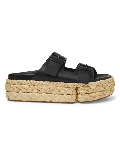 Clergerie Women's Qiana2 Leather Espadrille Sandals In Black