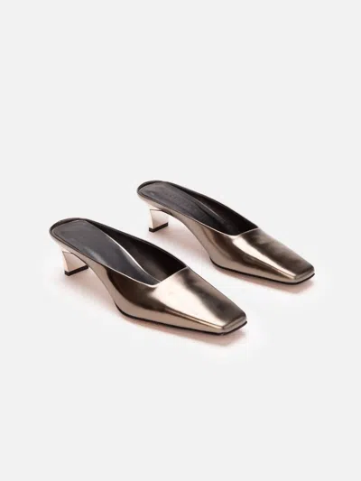 Clergerie Women Sia Square Toe Mule In Gloss Metallic Gobi