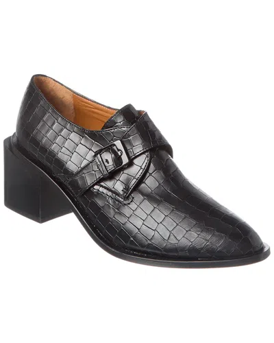 Clergerie Xarina Croc-embossed Leather Oxford In Black