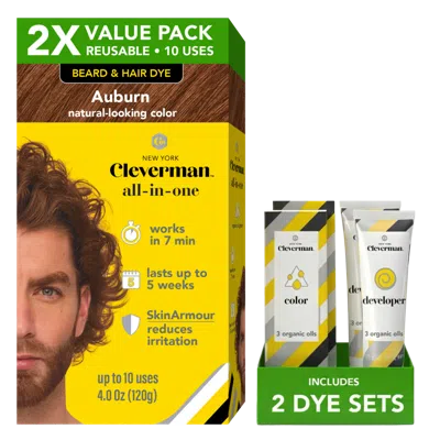 Cleverman Reusable Beard & Hair Dye Kit - Auburn In Brown