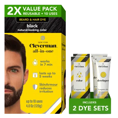 Cleverman Reusable Beard & Hair Dye Kit - Black