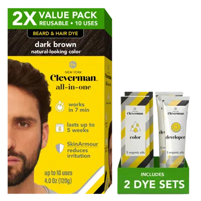 Cleverman Reusable Beard & Hair Dye Kit - Dark Brown