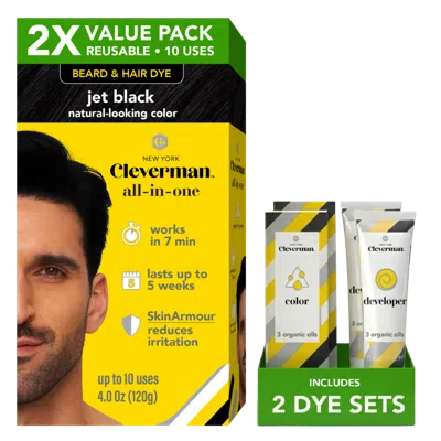 Cleverman Reusable Beard & Hair Dye Kit - Jet Black