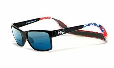 Pre-owned Clic Hoven Monix  Magnetic Polarized Sunglasses Black Usa Flag Blue Mirror+1.25