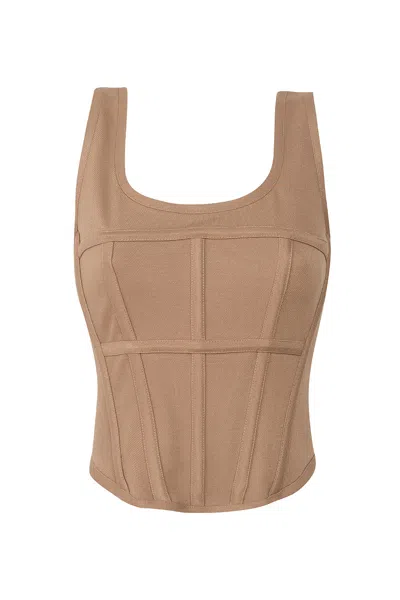 Cliche Reborn Women's Brown Jersey Corset Top