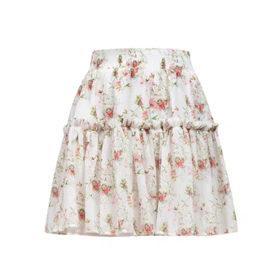 Cliche Reborn Women's Chiffon Skirt With Spring Flowers In Multi