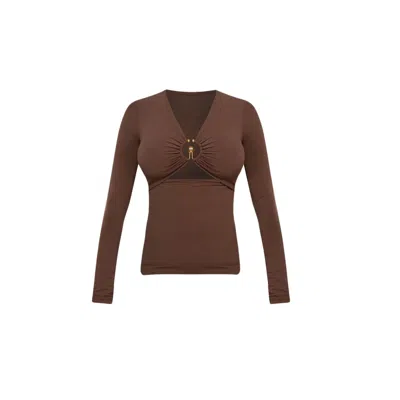 Cliche Reborn Women's Cut Out Metal Detail Long Sleeve In Brown