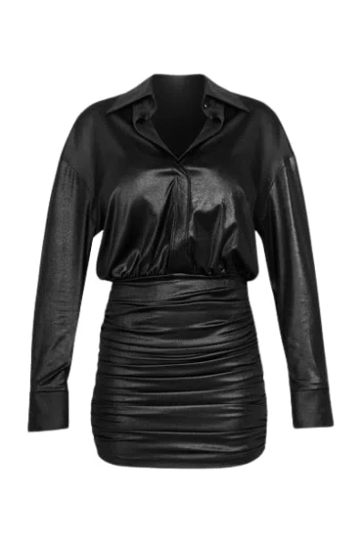 Cliche Reborn Women's Draped Mini Shirt Dress In Black