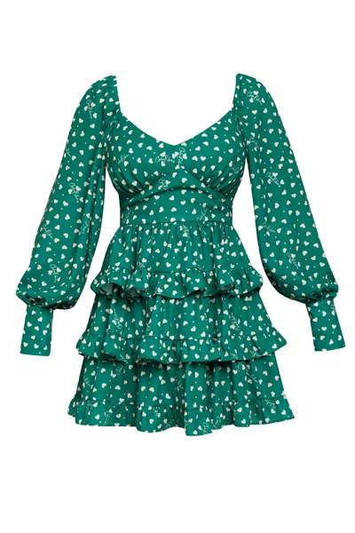 Cliche Reborn Women's Green Puff Sleeve Bustier Dress