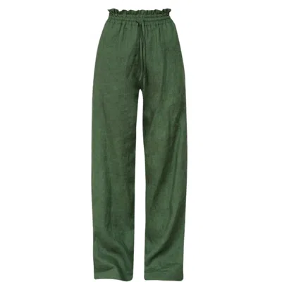 Cliche Reborn Women's Long Linen Pants In Green