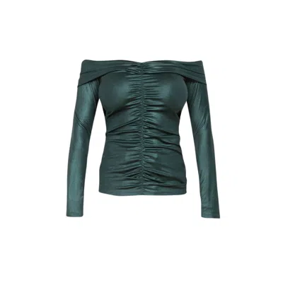 Cliche Reborn Women's Off Shoulder Top In Green