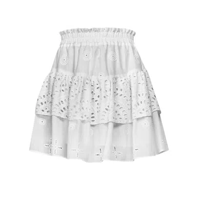 Cliche Reborn Women's White Skirt With English Embroidery