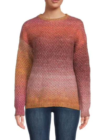 Cliché Women's Space Dye Textured Sweater In Brown Multi