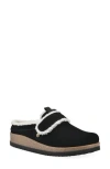 Cliffs By White Mountain Baylen Faux Shearling Trim Clog In Black Suede Faux Fur