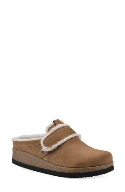 Cliffs By White Mountain Baylen Faux Shearling Trim Clog In Chestnut Suede Faux Fur