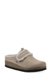 Cliffs By White Mountain Baylen Faux Shearling Trim Clog In Sandal Wood Suede Faux Fur