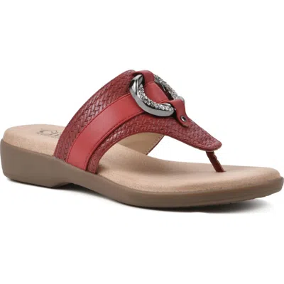 Cliffs By White Mountain Benedict Wedge Thong Sandal In Red/woven