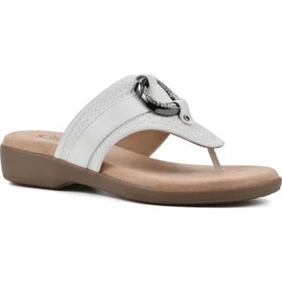 Cliffs By White Mountain Benedict Wedge Thong Sandal In White/woven