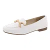 Cliffs By White Mountain Bestow Womens Cushioned Footbed Faux Leather Loafers In White Smooth